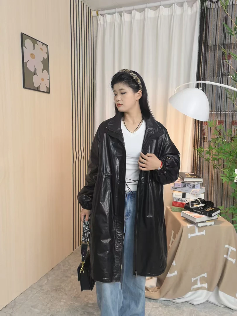 Y-15羽绒厚款秋季半开领水洗长袖翻领皮衣女士加厚韩版