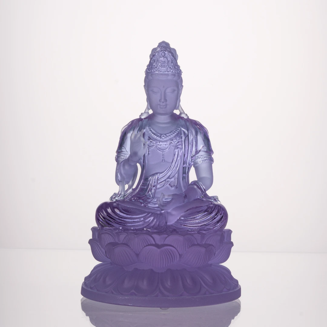 采莲东方美学会客厅【观音】极简轻奢新中式书置物架摆件