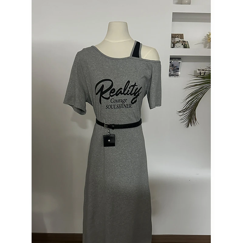 阿球【时尚少女】夏季新款针织连衣裙腰带大A版型高弹力宽松透气