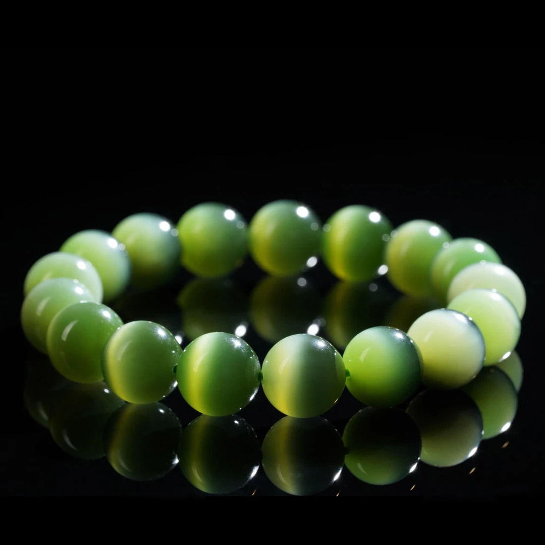 【慧子臻选】收藏级 和田玉猫眼手串 12mm LM09