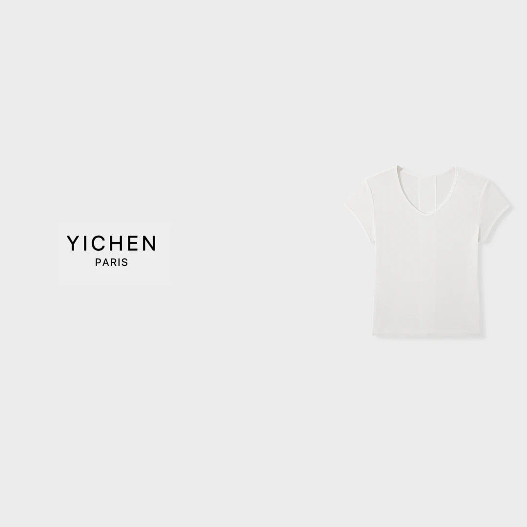 YC 极简中线款row风V领亚麻收腰T恤-3467