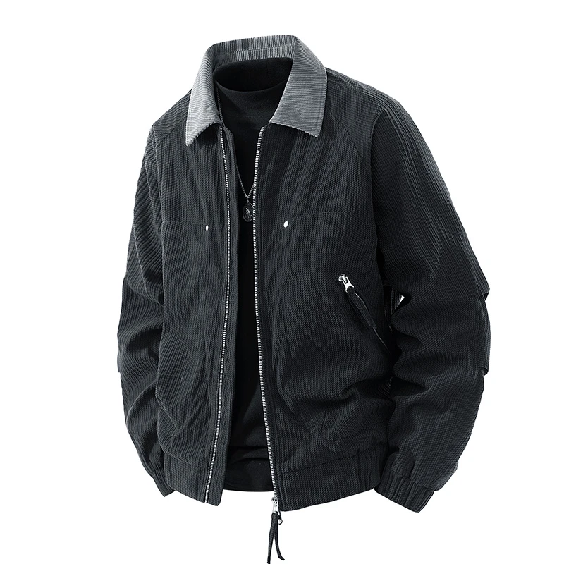 美式潮牌工装外套男士复古撞色领质感夹克百搭宽松帅气男装上衣