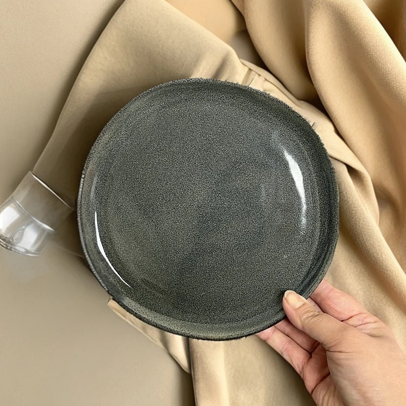 新款{2个装}辣2025陶瓷釉下彩异形深灰蓝绿色创意菜盘微瑕菜盘