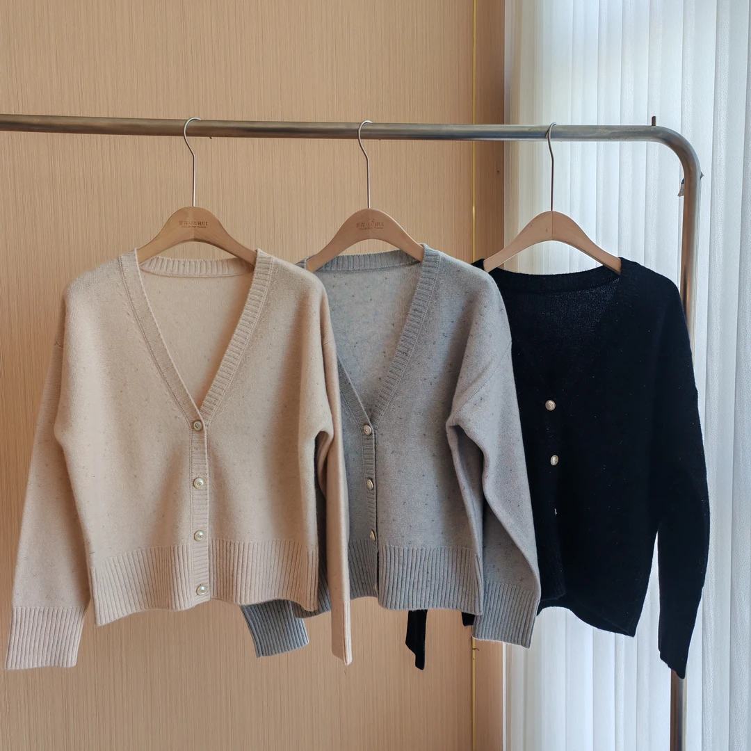 春秋新款V领金豆豆羊毛毛衣 MJKZR-23125