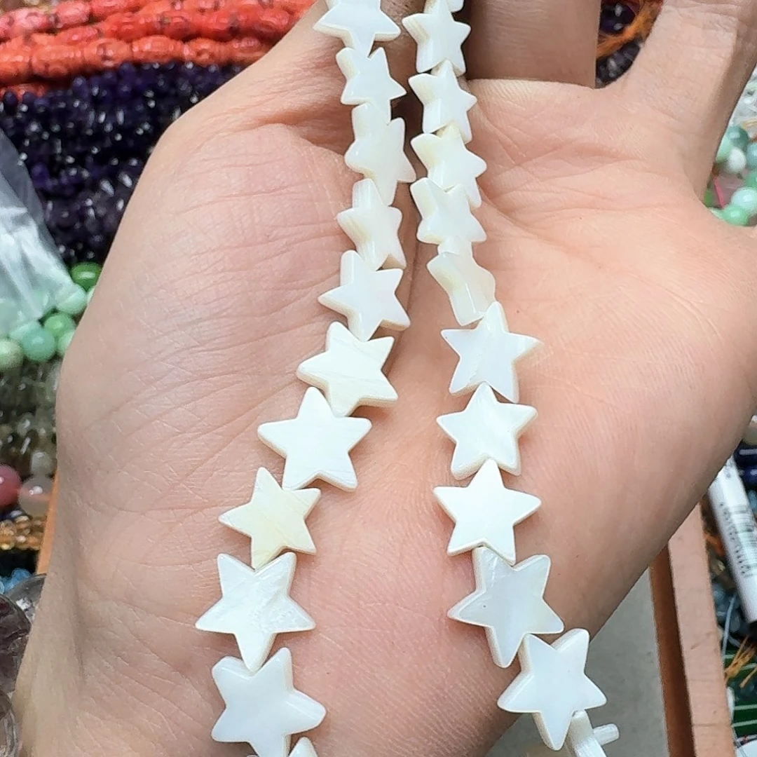 玛瑙/玉髓未镶嵌珠宝半成品一条12mm白贝星星
