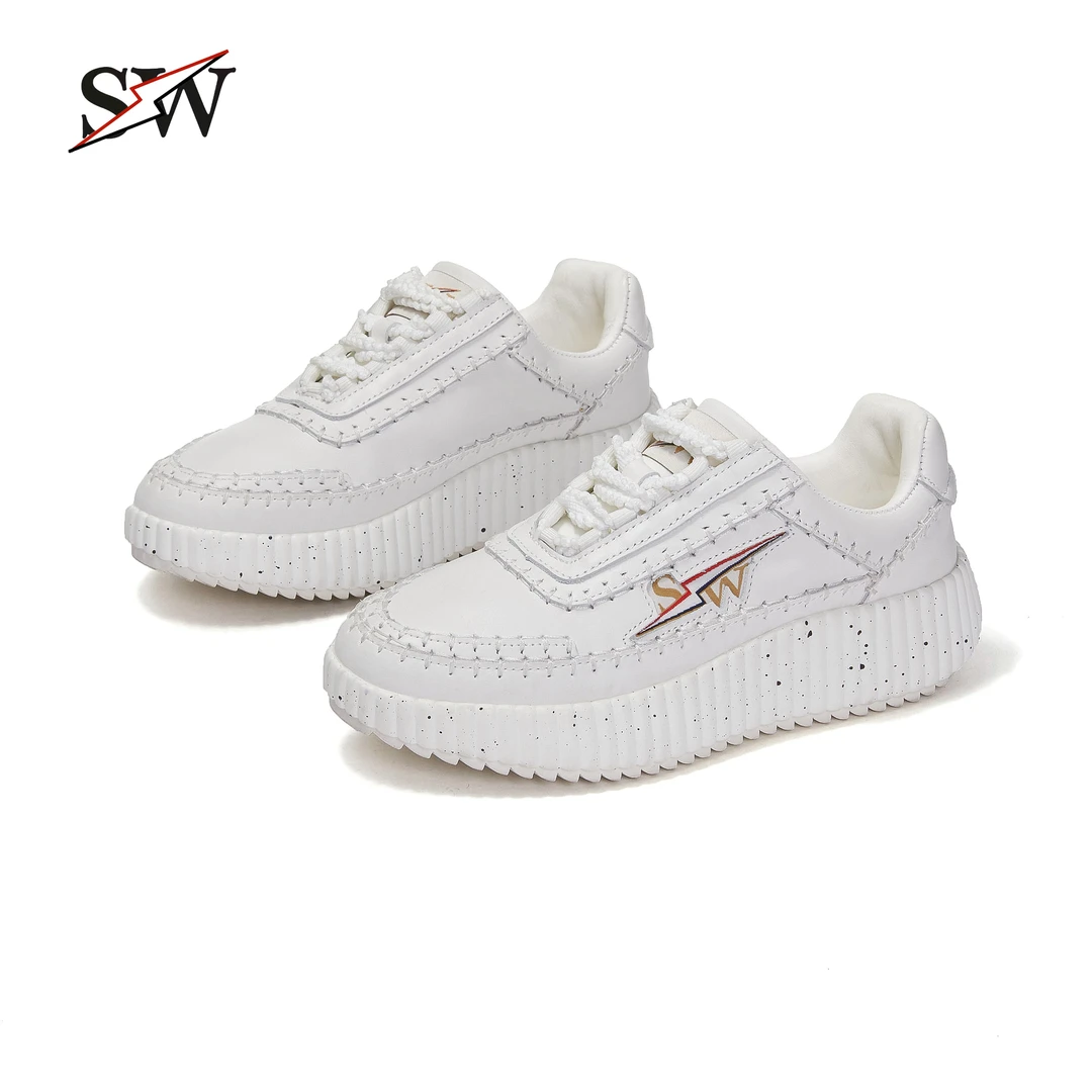 通用车缝线防滑经典秋季白色低帮耐磨时尚真皮休闲鞋女士运动鞋