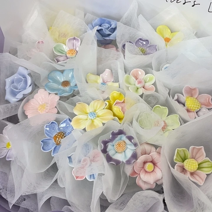 陶瓷紫色包装永生陶瓷花束