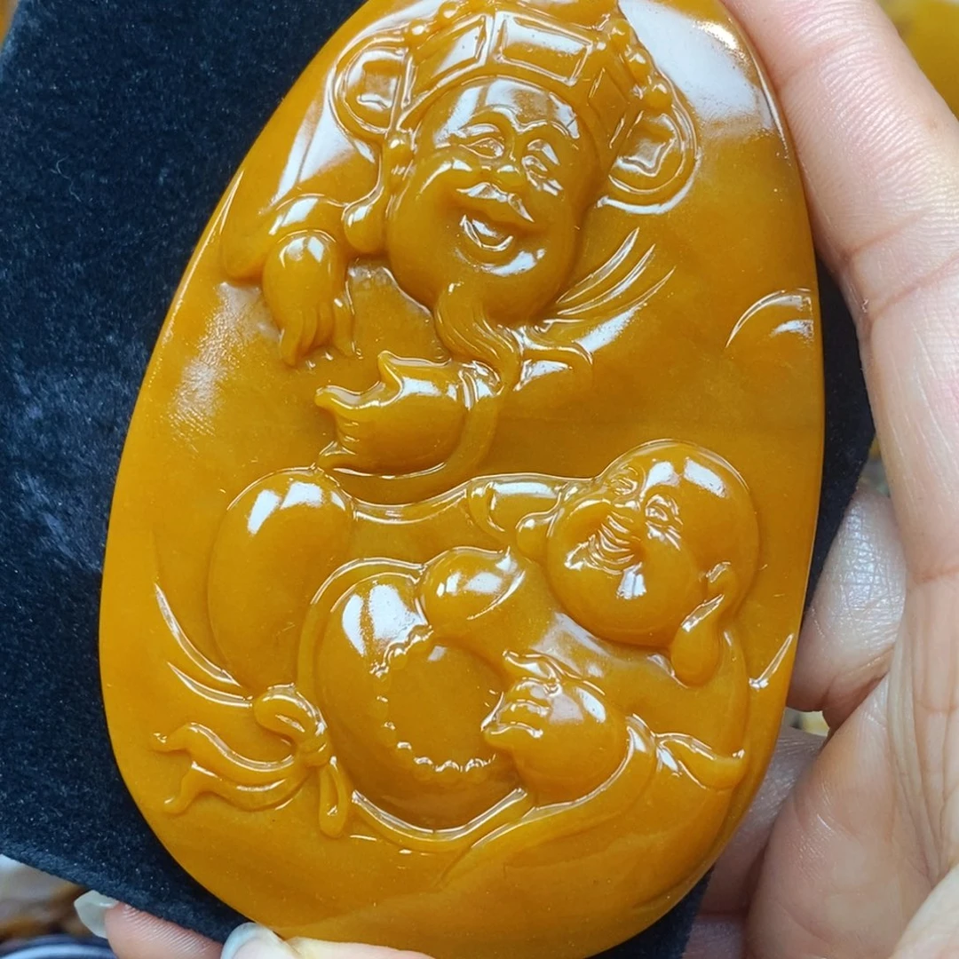 未镶嵌石英质玉（黄龙玉）吊坠(不含链)