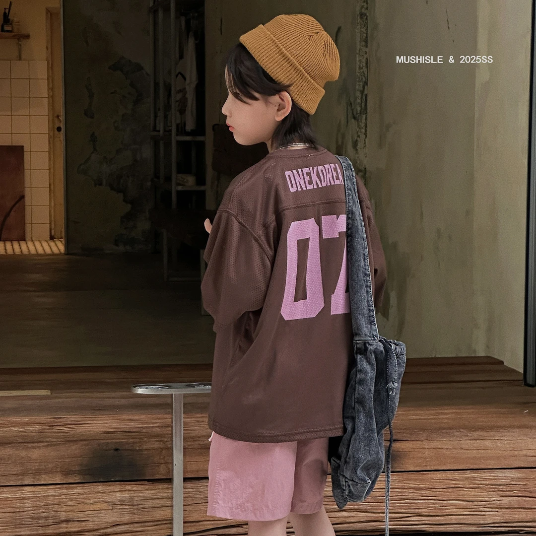 【MUSHISLE】阿又夏季童装儿童男童中大童宽松A版透气短袖85159X