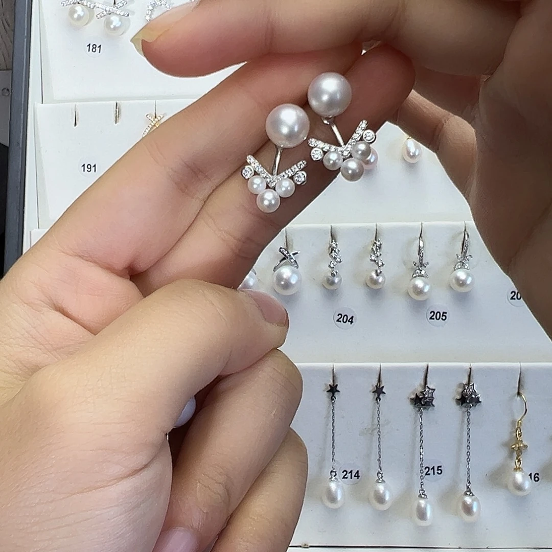 ****愿淡水珍珠银S925镶嵌耳饰