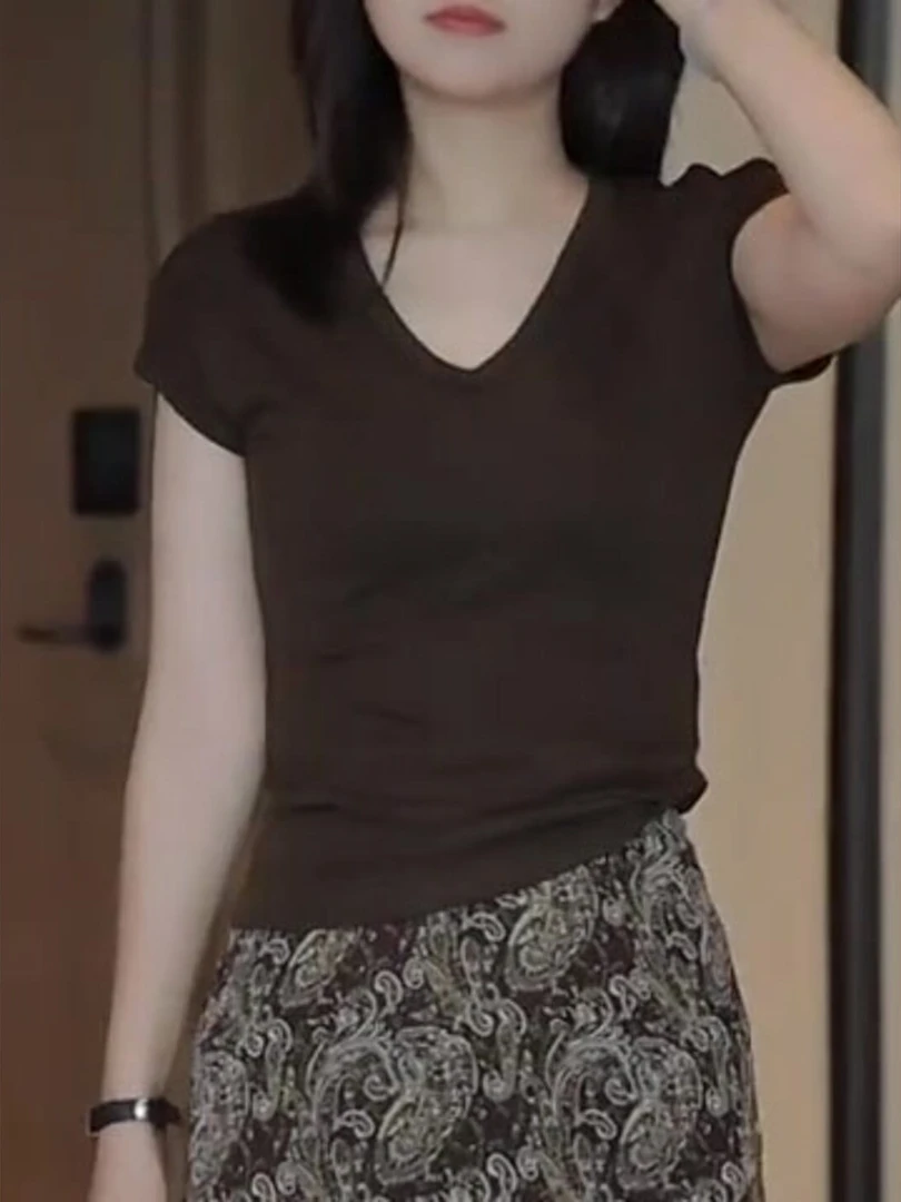 夏季法式名媛气质女神范高级感茶里茶气小个子碎花咖色连衣裙套装