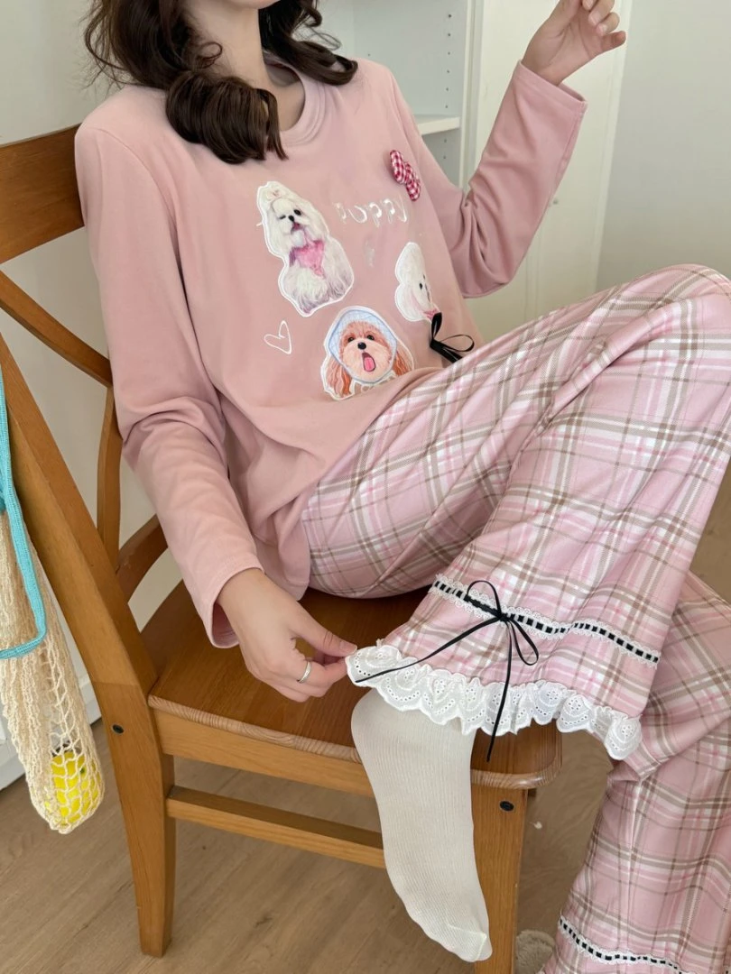 2025秋冬新款睡衣女带杯垫休闲甜美舒适居家可外穿