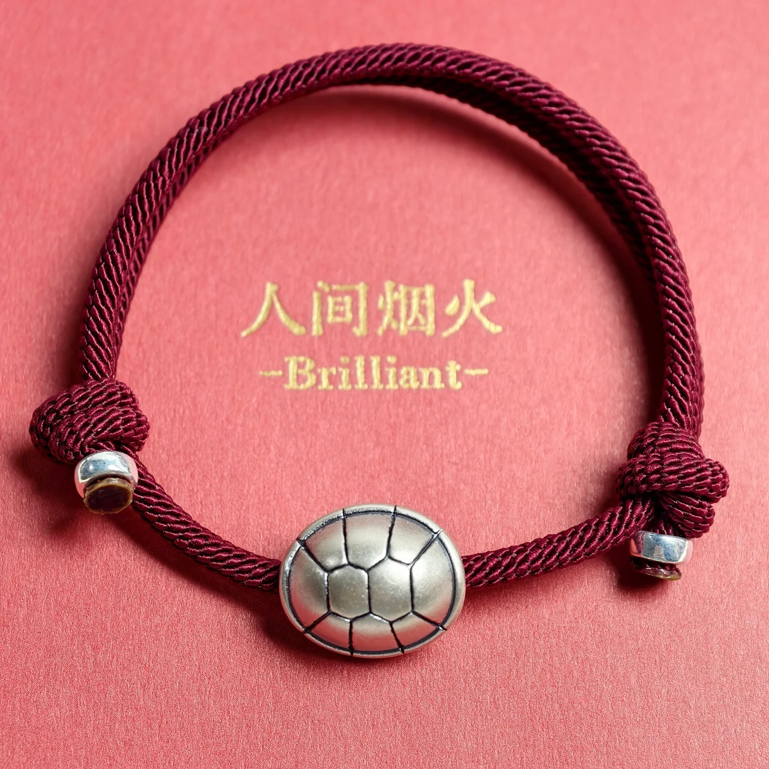 足银手链 999足银富甲一方纯银红绳手链情侣编织手绳复古小众