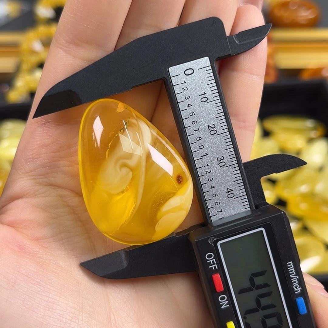 未镶嵌琥珀裸石黄白妖花金沙水滴