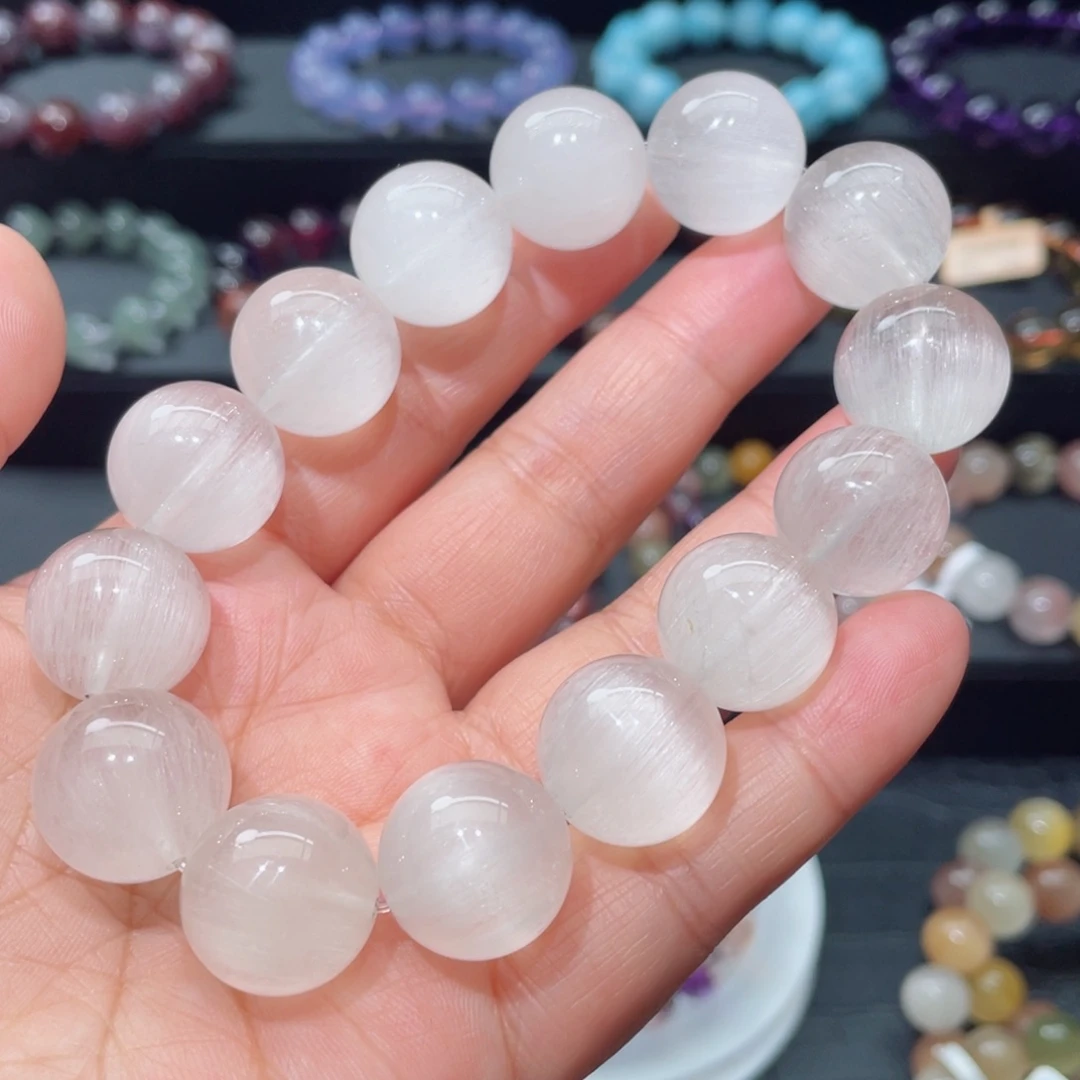 水晶手链未镶嵌兔毛手链，晶体通透