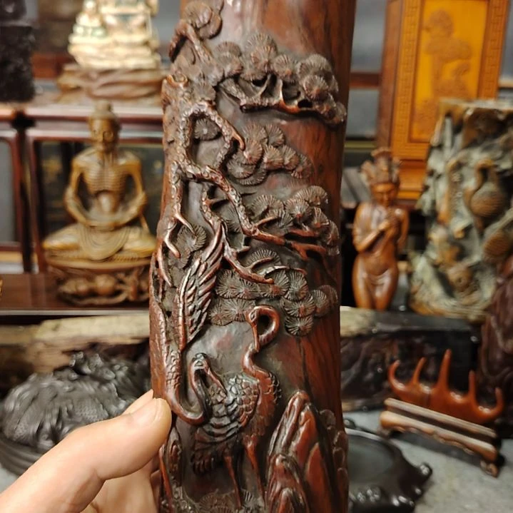 享***耳木紫油梨松鹤延年笔阁