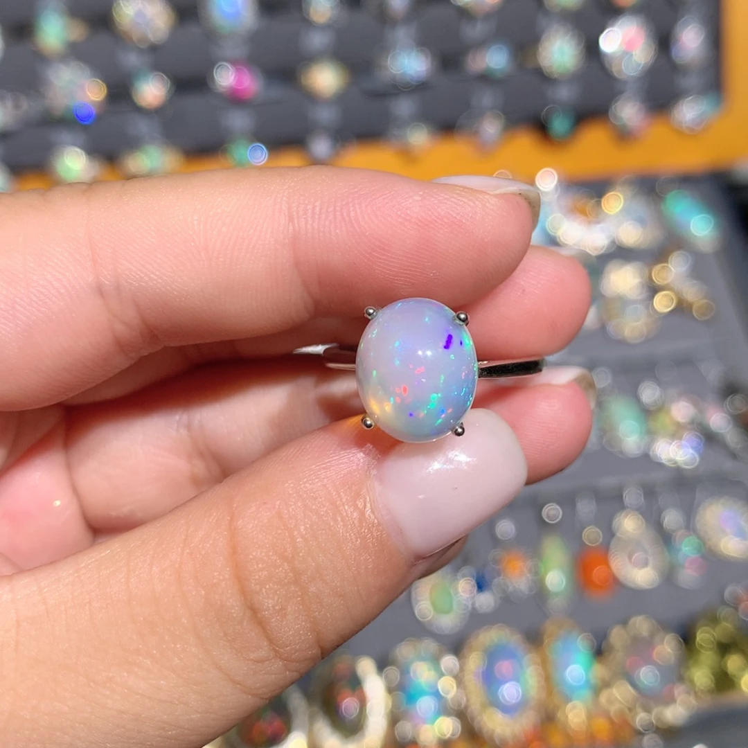 银S925镶嵌欧泊欧泊戒指l