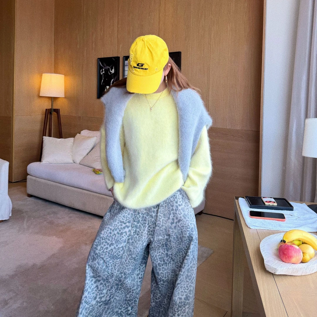 婉君Q【软呼呼-兔毛or羊毛】秋季慵懒风宽松针织衫毛衣LWJ25C3M2802
