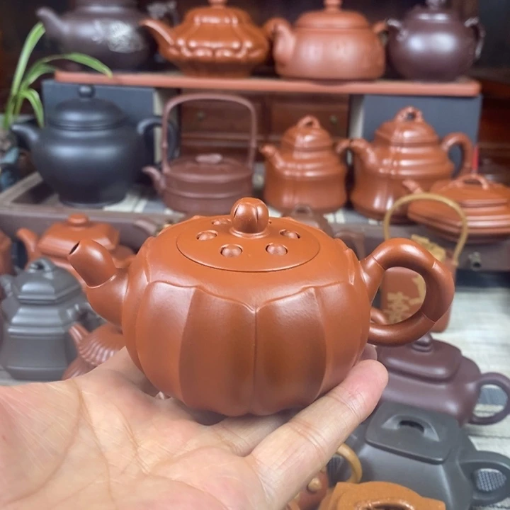 紫砂茶壶筋纹莲子150cc原矿赵庄朱泥特价