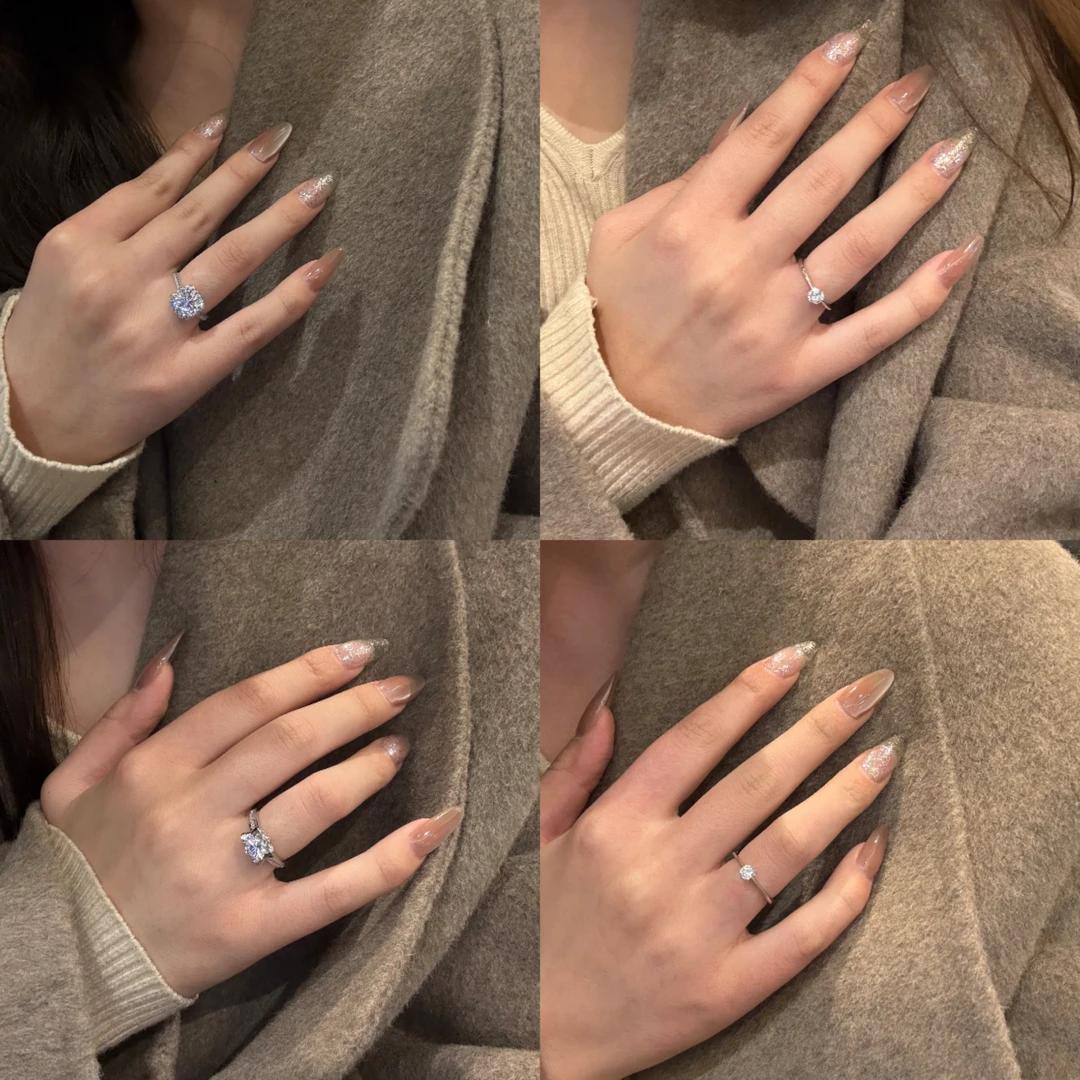 铜合金锆石戒指  精品活口可调节璀璨开指环小众设计轻奢时尚简约