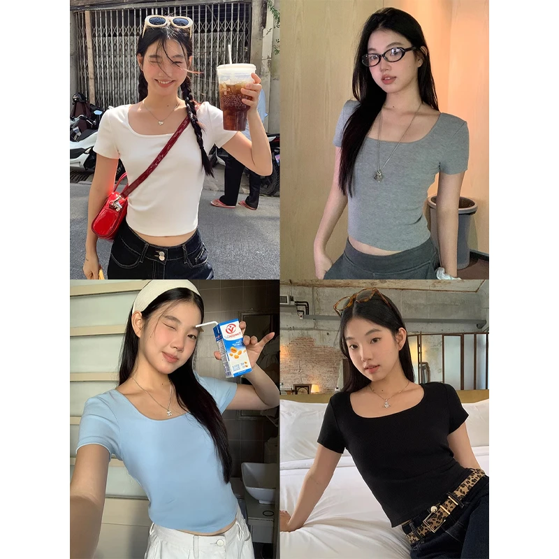 【HRG】修身时尚百搭通勤显瘦纯色T恤251V0011#