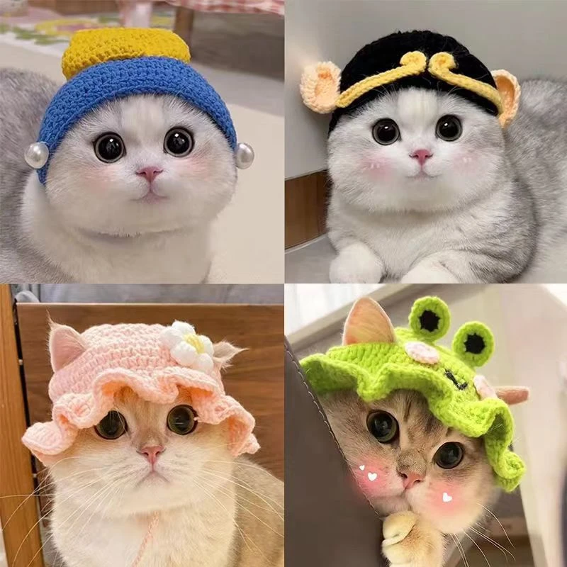 宠物头套狗狗编织cospaly道具头饰搞笑猫咪帽子露耳朵