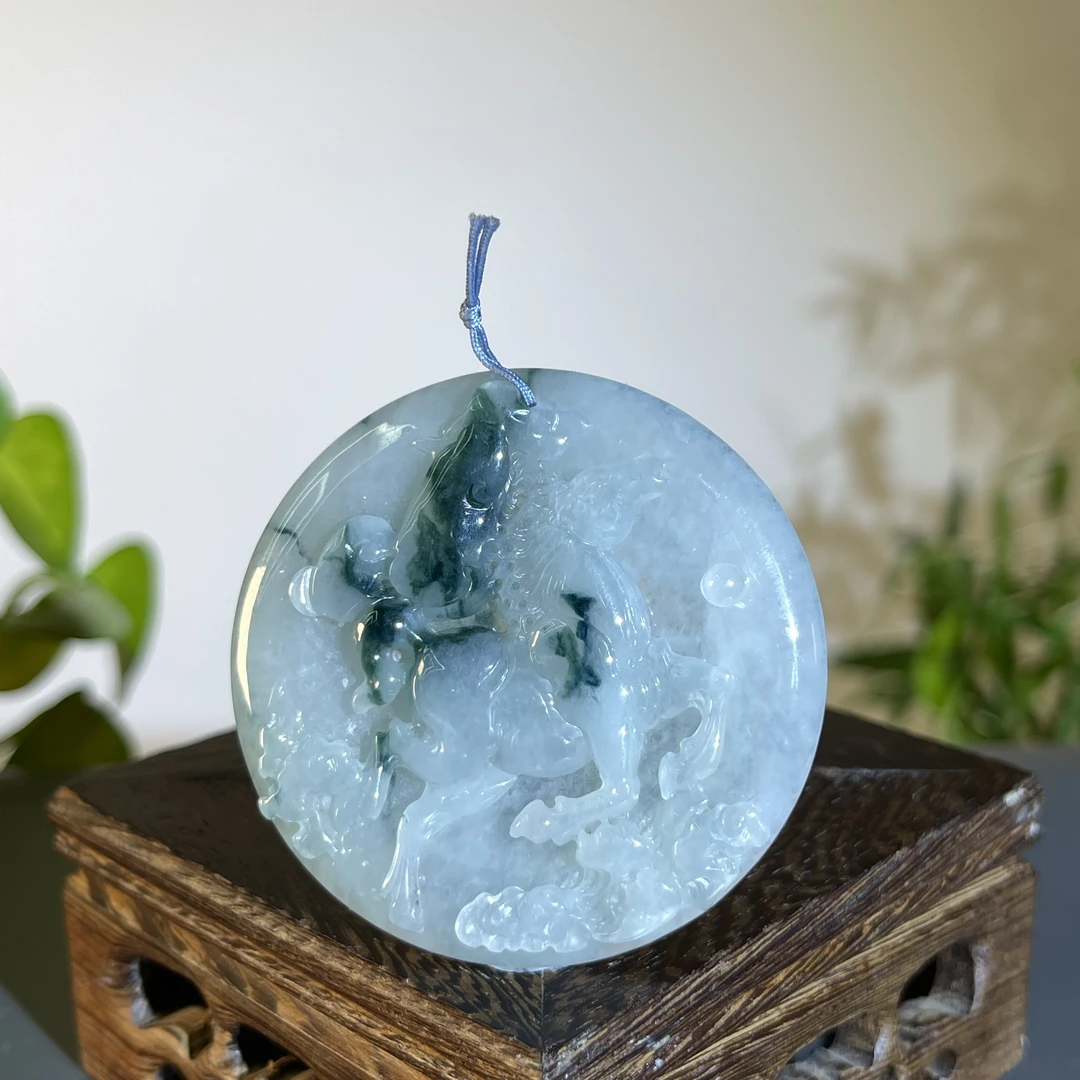 JTA11-92  天然缅甸A货翡翠  马到功成