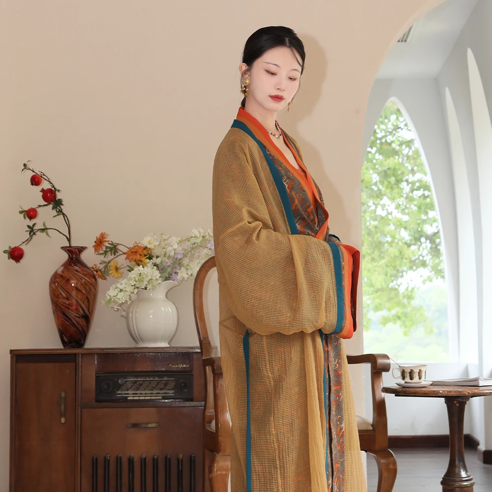 谜阿凰【绿羽人御虎素纱褝衣】西汉直裾复原汉服套装2025秋新款女