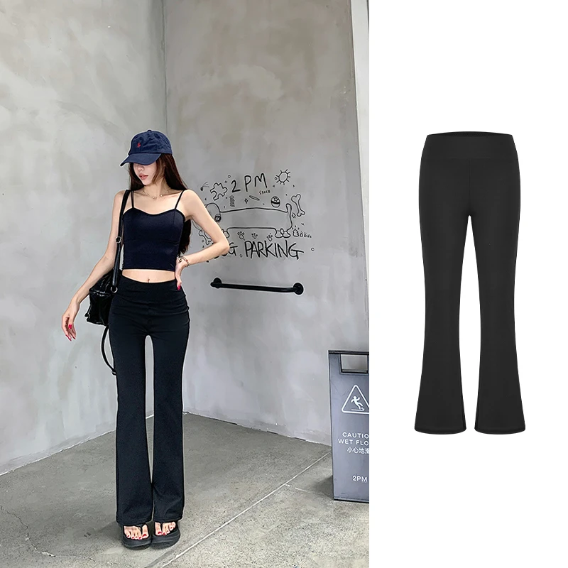 Moses Queen/魔西女王微喇鲨鱼裤女夏休闲高腰宽松拖地显瘦喇叭裤