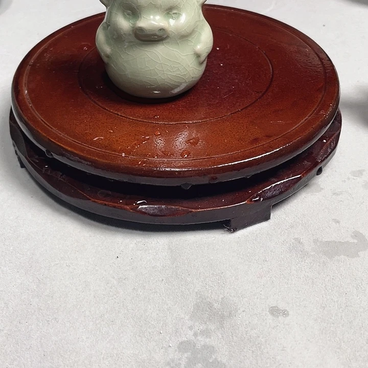 原矿釉汝瓷小茶宠牛微微瑕