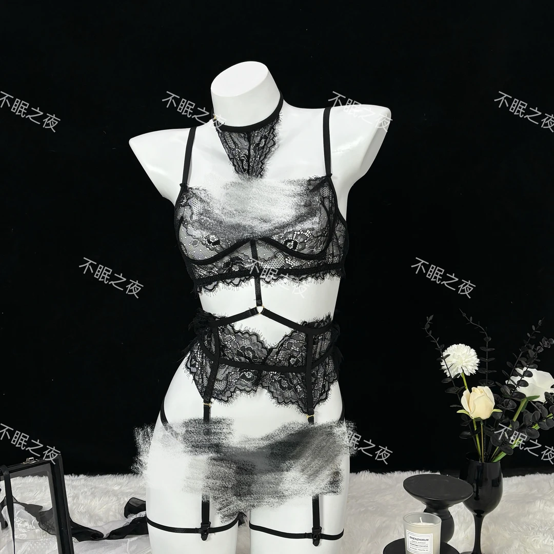 不眠之夜性感纯欲御姐蕾丝蕾丝连体衣镂空欧美辣妹