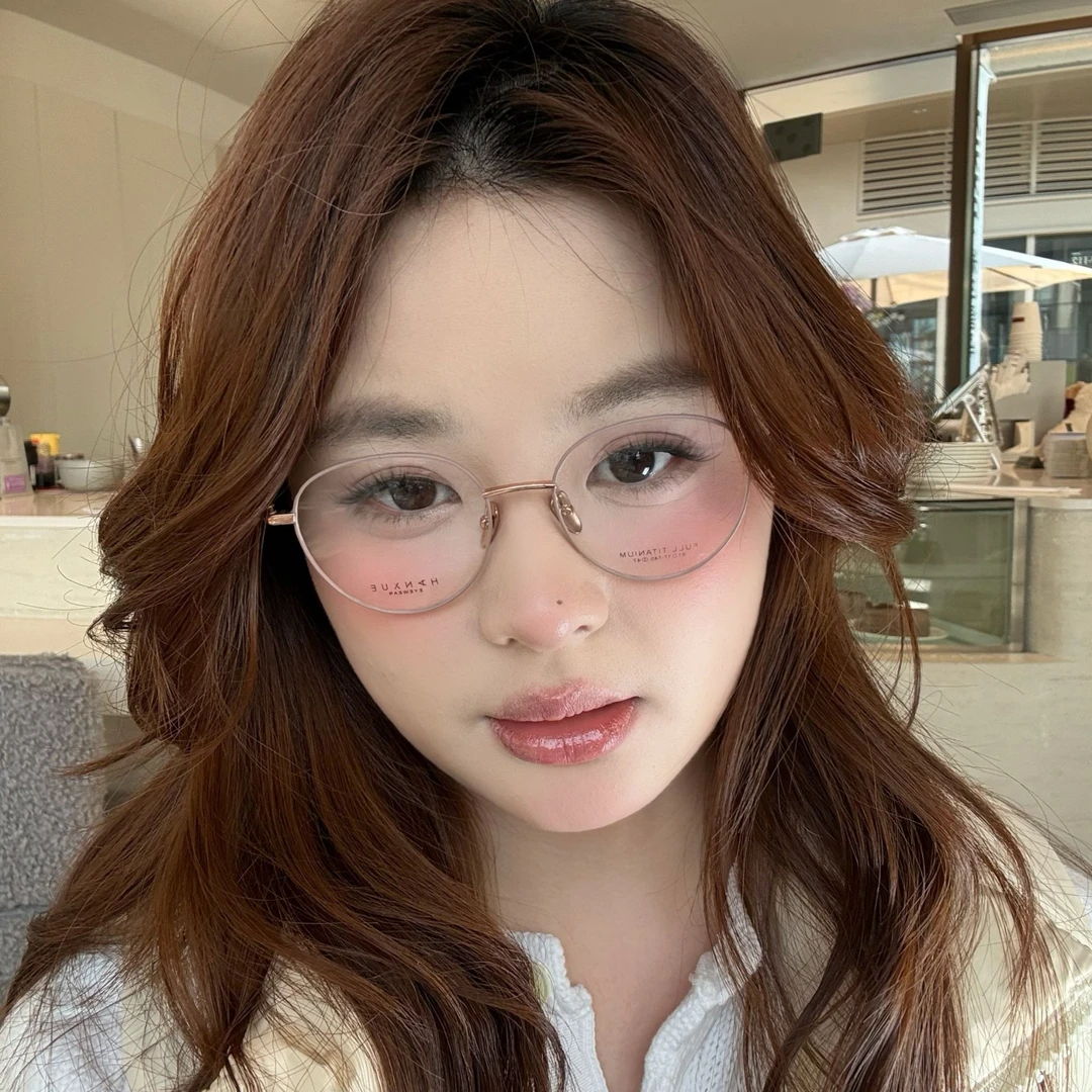 64号【春意浓】百搭天菜高知韩版金丝超轻气质百搭扁圆光学眼镜商品图