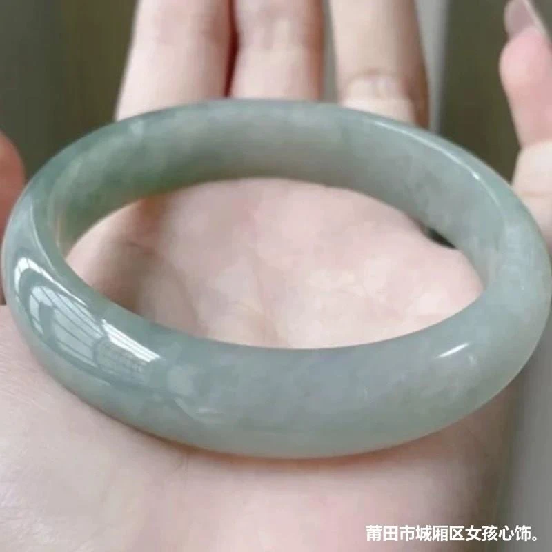 玉手镯女天然缅甸老坑冰糯种翡翠手镯女款油青飘花正圈翡翠玉镯子