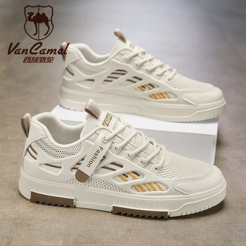 VANCAMEL/西域骆驼男鞋夏季拼色网面鞋运动鞋休闲潮流板鞋运动