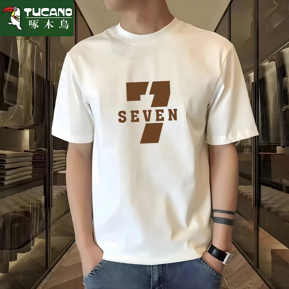 啄木鳥夏季潮流韩版纯棉短袖T恤男宽松圆领百搭大码印花半袖上衣