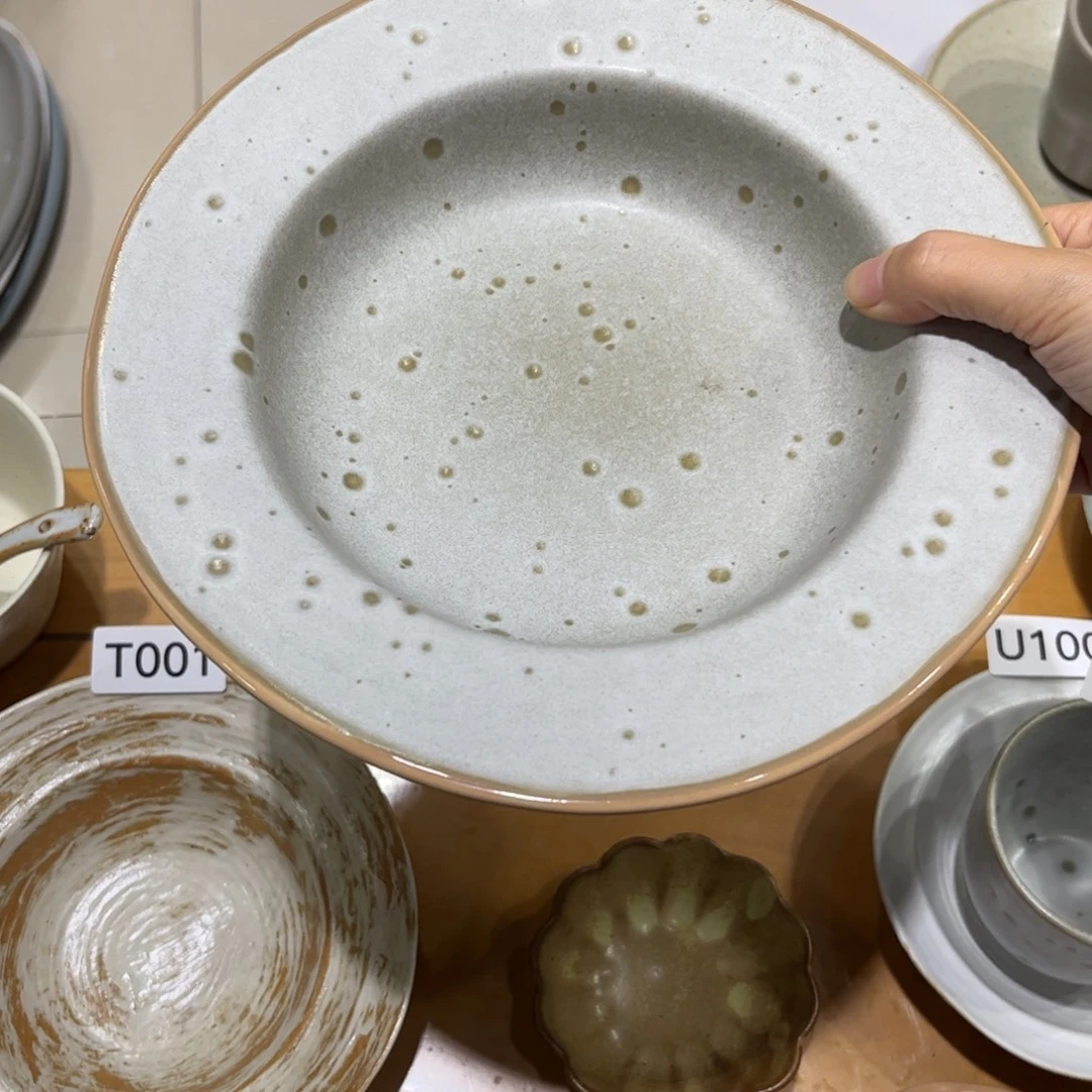 瓷景德镇粗陶复古盘碗微瑕