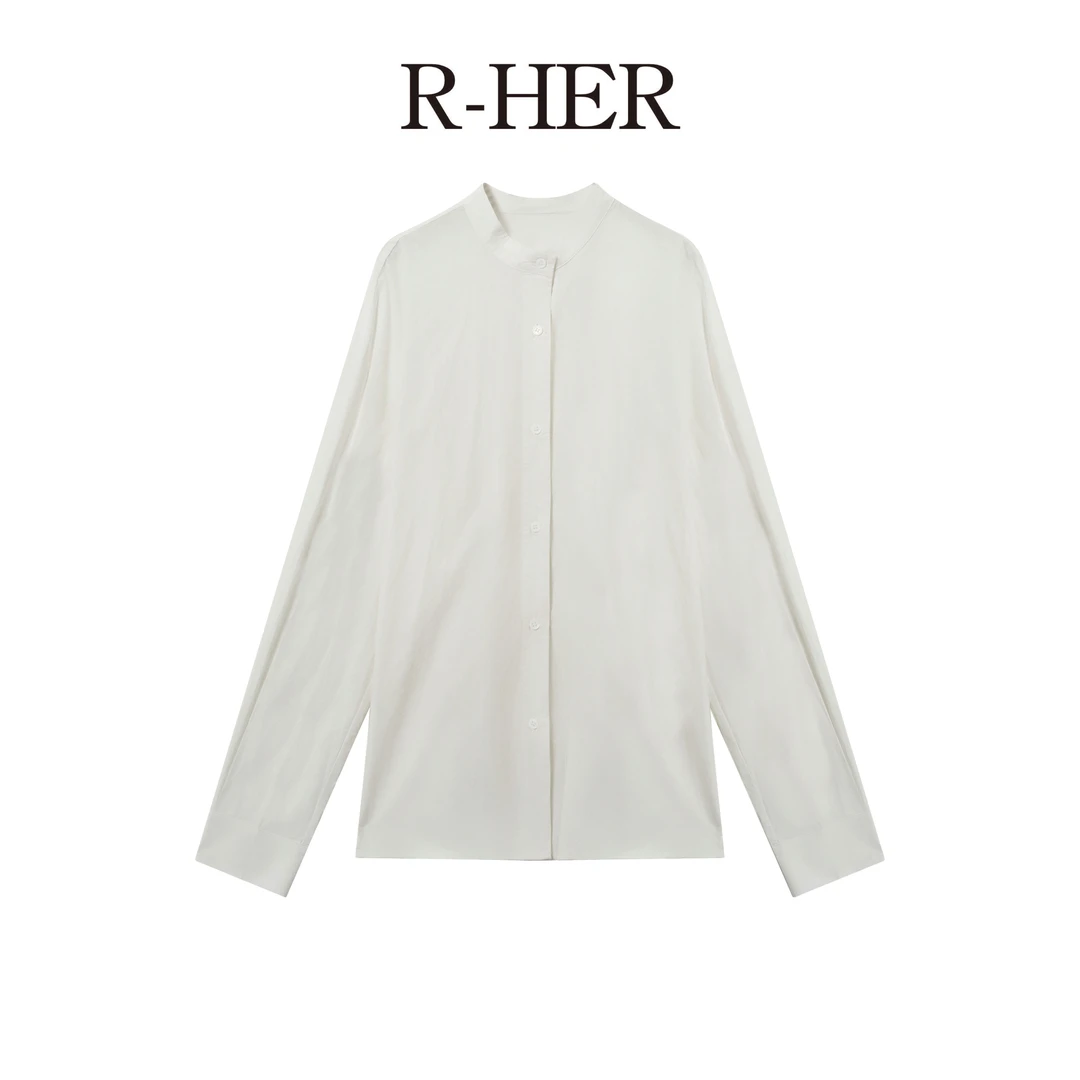 R-HER【法式衬衫】法式时尚衬衫翻领衬衫女通勤简约休闲气质衬衣