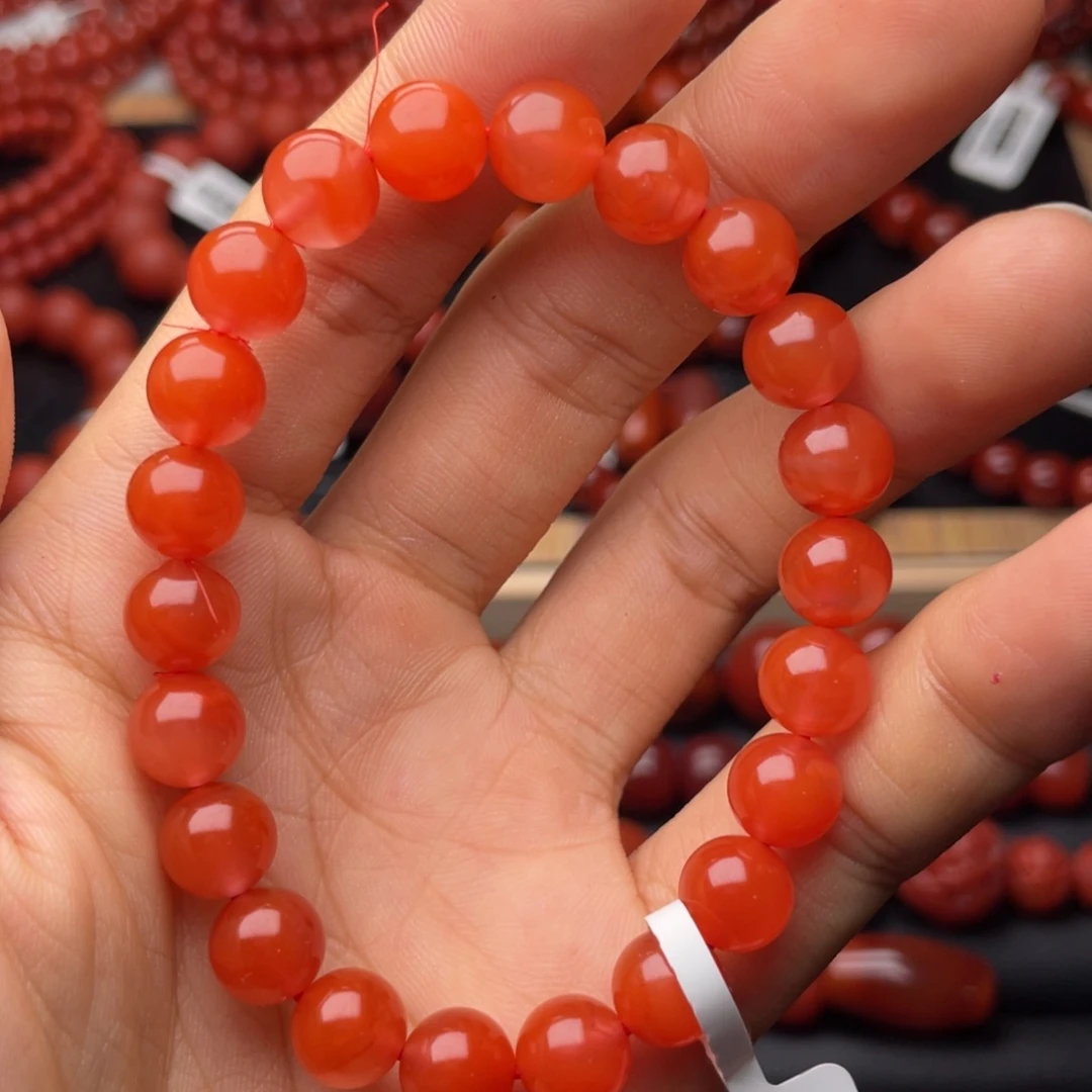 南红玛瑙未镶嵌手串H8.8mm收藏保山冰红手串