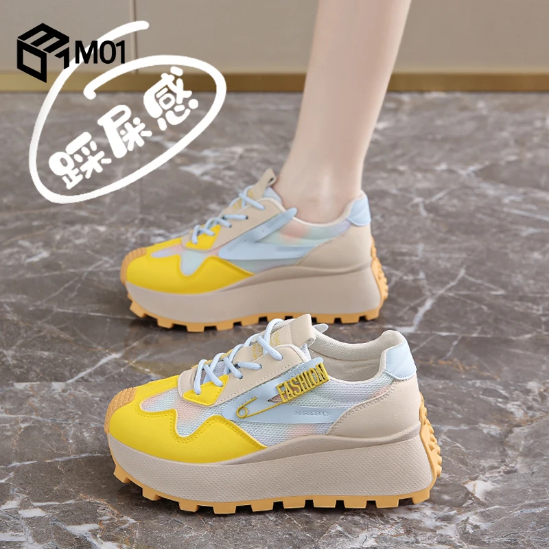 M01多巴胺老爹鞋女款2025夏季厚底透气松糕运动鞋小众设计感女鞋
