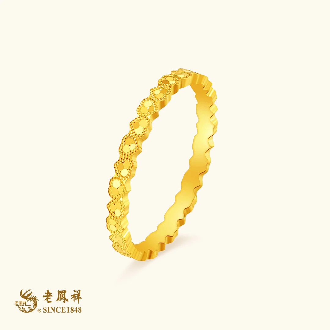 老鳯祥黄金足金鱼鳞爱心戒指老凤祥品牌珠宝黄金闭口戒足金999