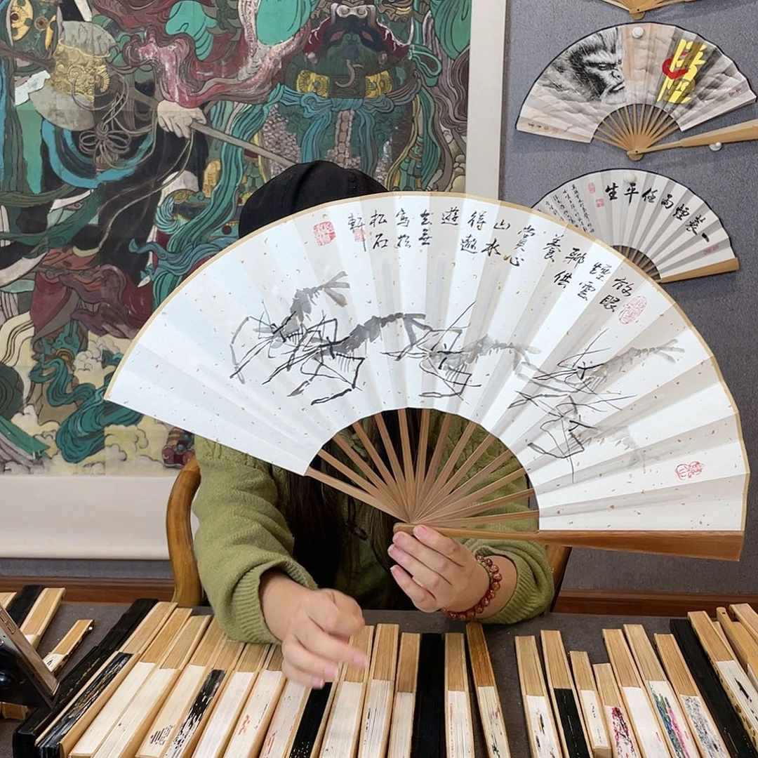 国画10寸-油竹福利折扇（默认粘好）