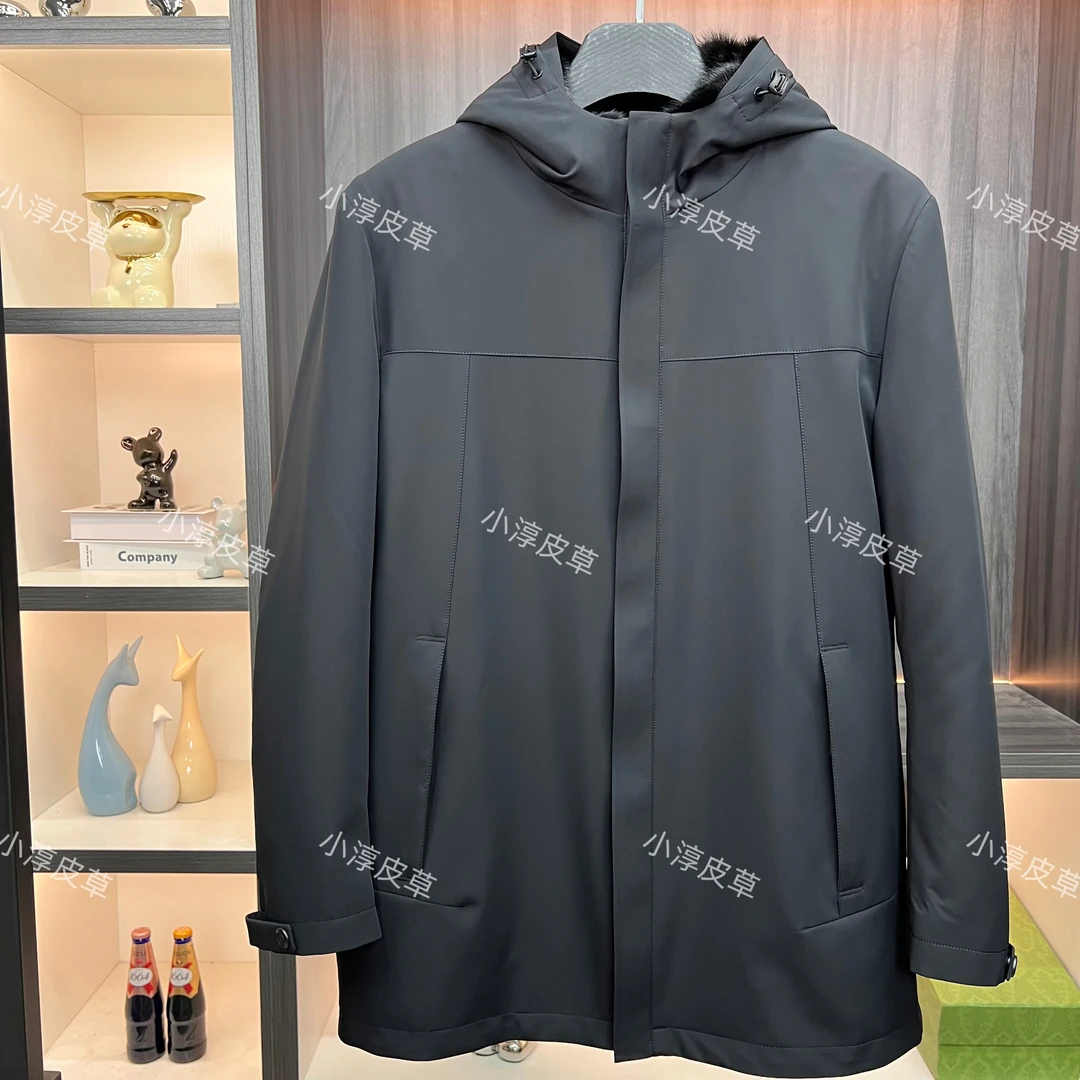 【小淳皮草】男士新款净版商务休闲高品质水貂派克服（2402）