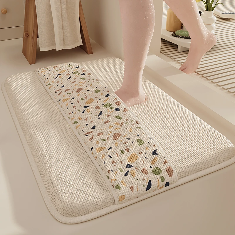 浴室防滑地垫绑带卫生间吸水速干擦脚背垫海绵垫厕所门口耐脏脚垫