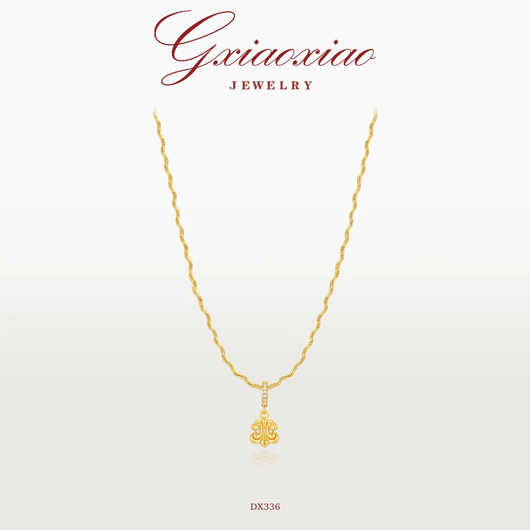 铜合金项链 法式气质高级感鸢尾花项链 DX336