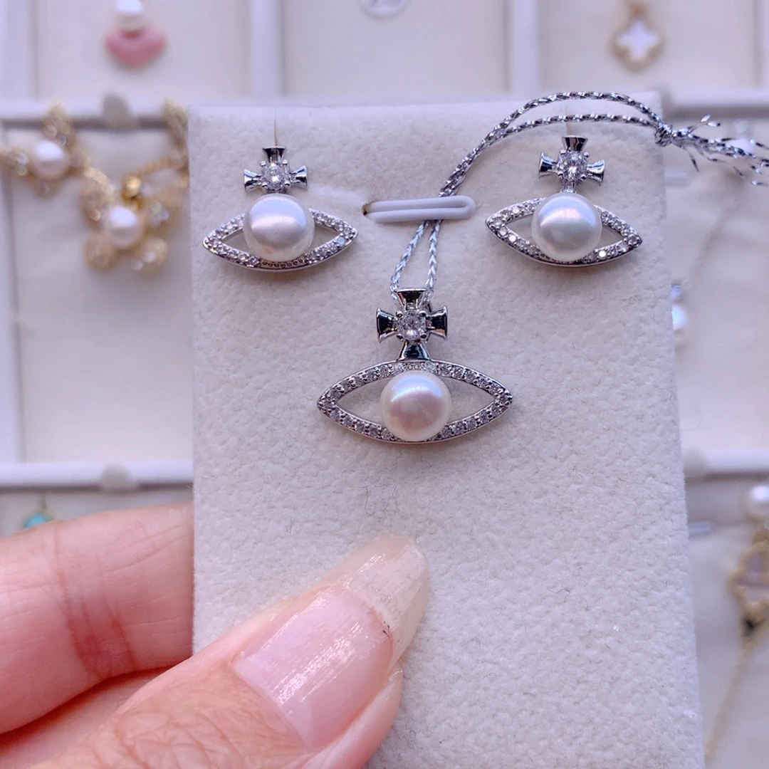 合金淡水珍珠耳饰