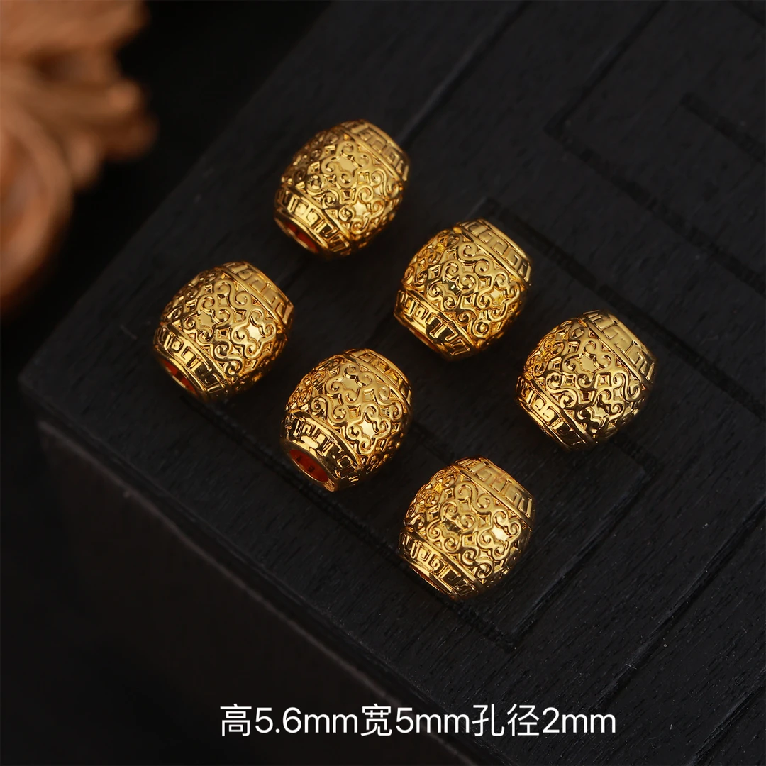 【来福工厂】18k金祥云精工桶珠DIY手串项链配饰配件