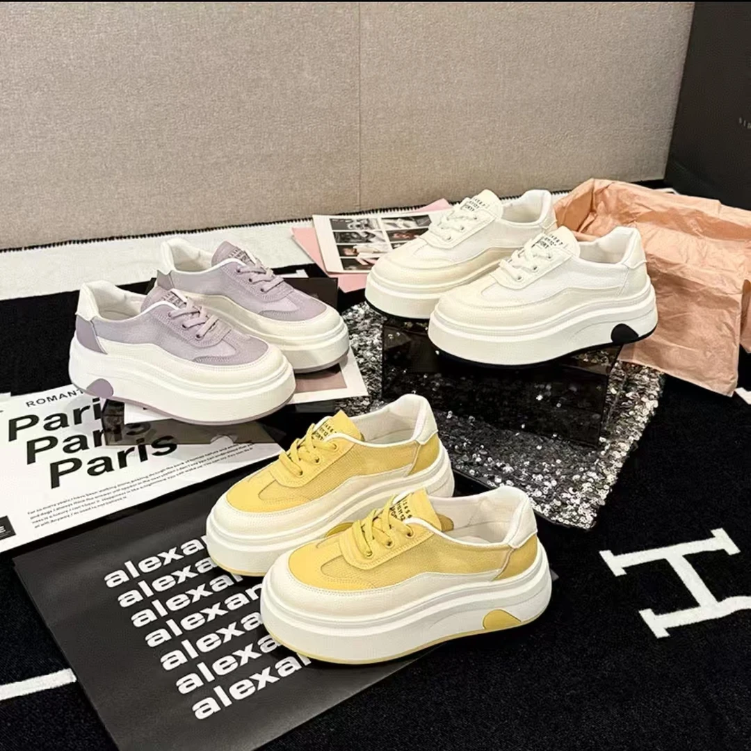 YX网面透气小白鞋女2025夏季新款厚底百搭韩版时尚洋气休闲板鞋女