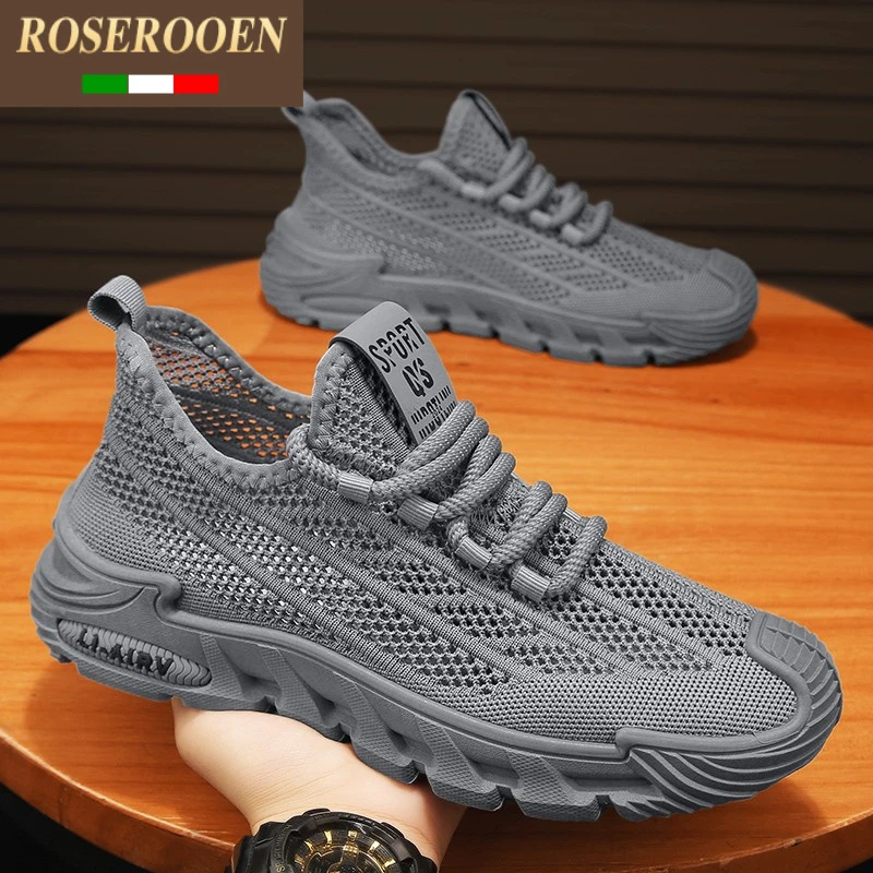 网鞋男夏季透气飞织网面男鞋薄款2025新款休闲网孔镂空运动跑步鞋