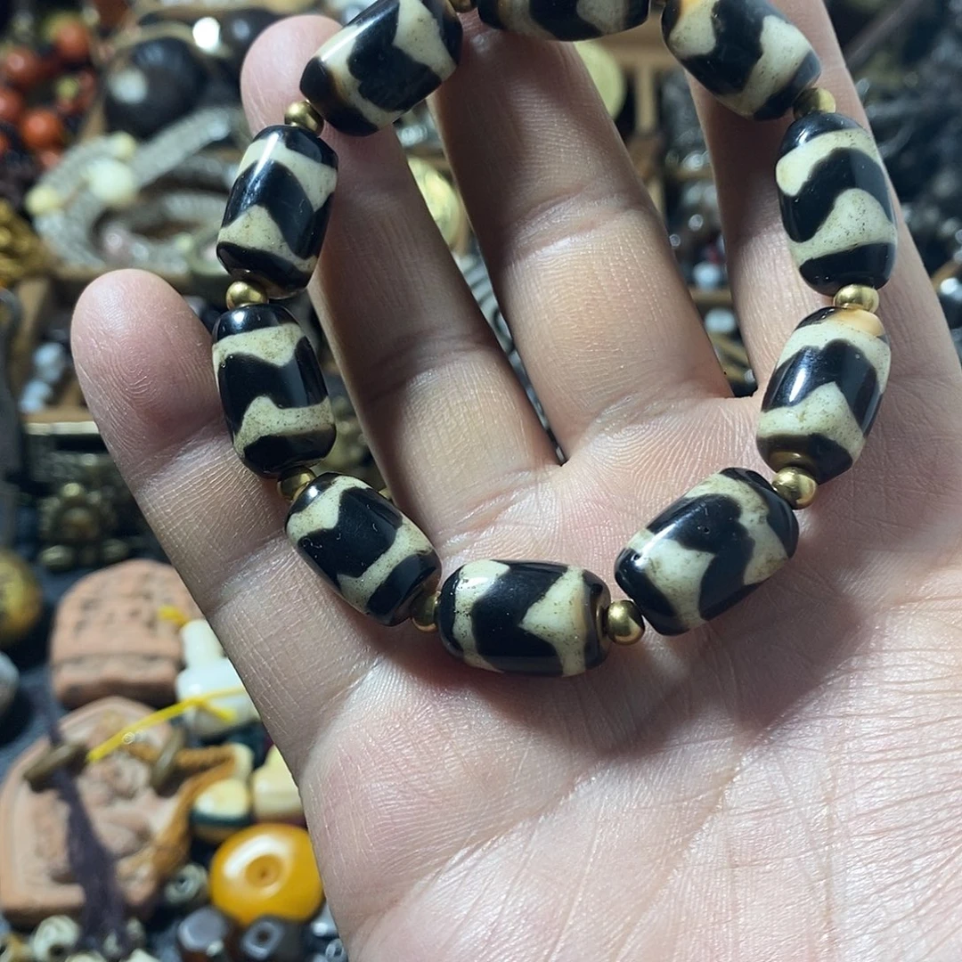 非金属老料器小虎牙天珠手串