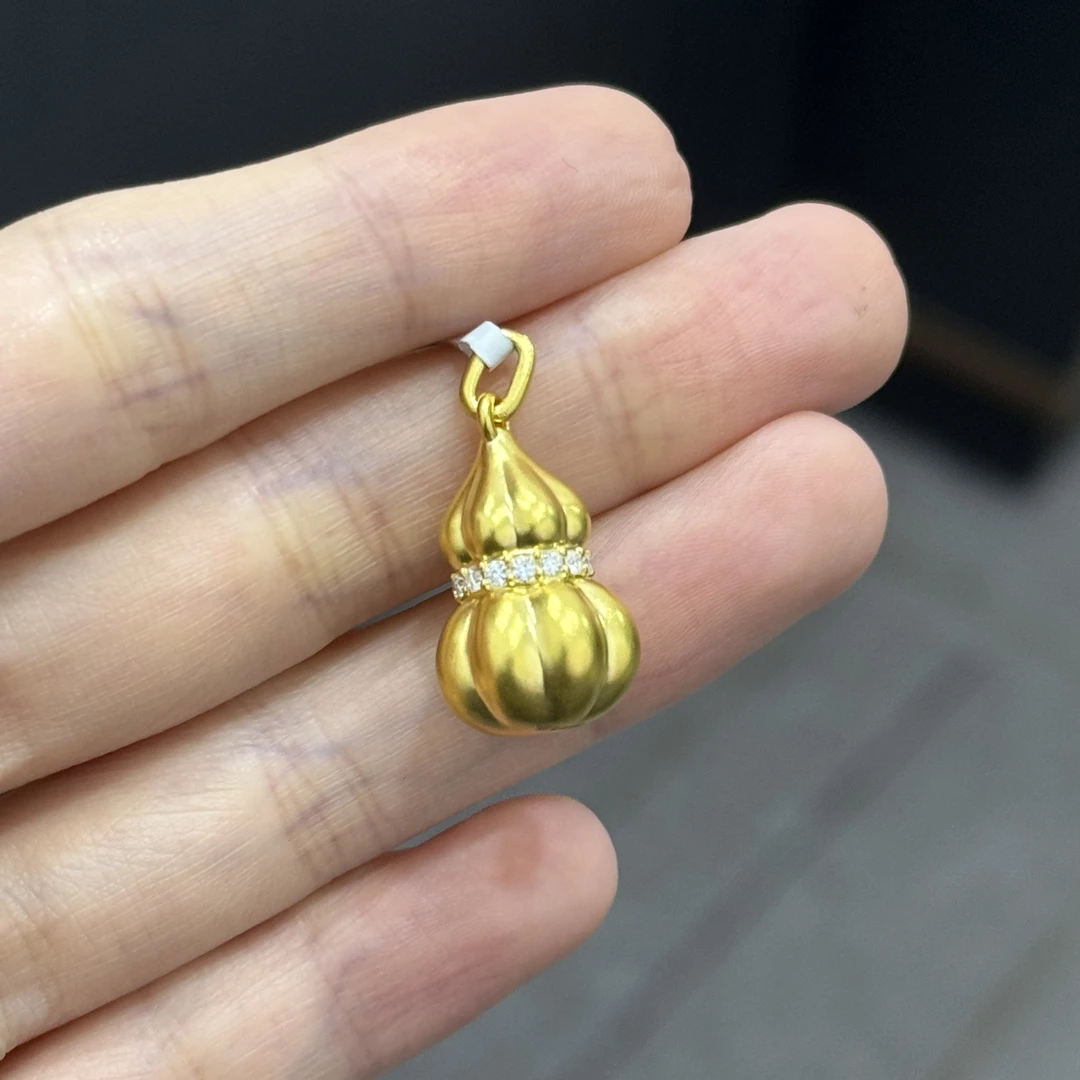 点钻南瓜葫芦吊坠足金999